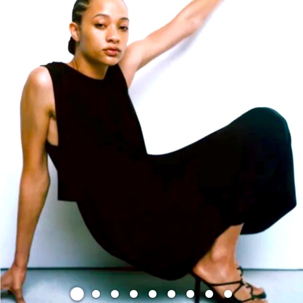 ZARA fashion icon little black draped midi dress with low folded back🔥🔥 - Picture 1 of 7